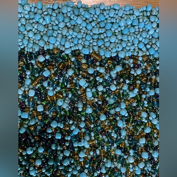 BALI HAI Handmade Beaded Turquoise Wristlet Zippered Clutch - Picture 2 of 7